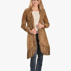 Scully Brown Suede Maxi Fringe Jacket